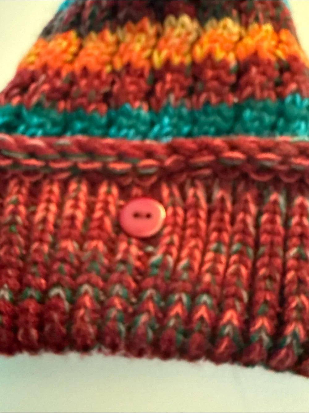Adult Multicolor Knit Pom Hat and Neck Warmer Set - Red Striped NWOT